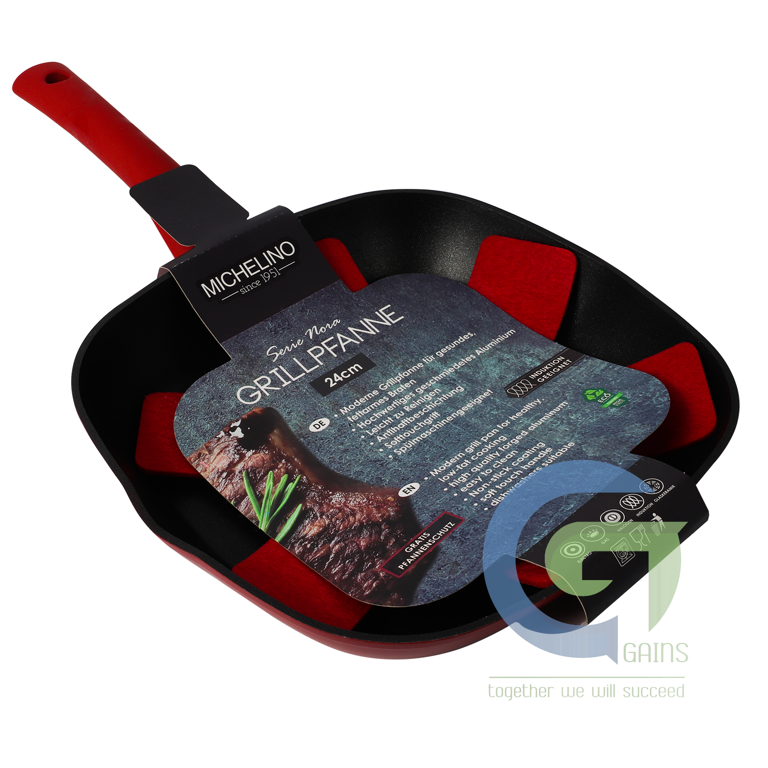 Chảo nướng 24cm Nora đỏ