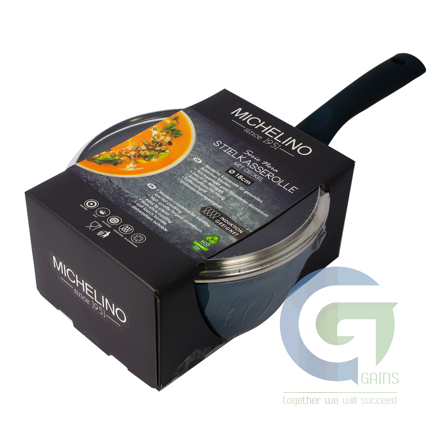 Nồi có nắp vung kính 18cm Nora 