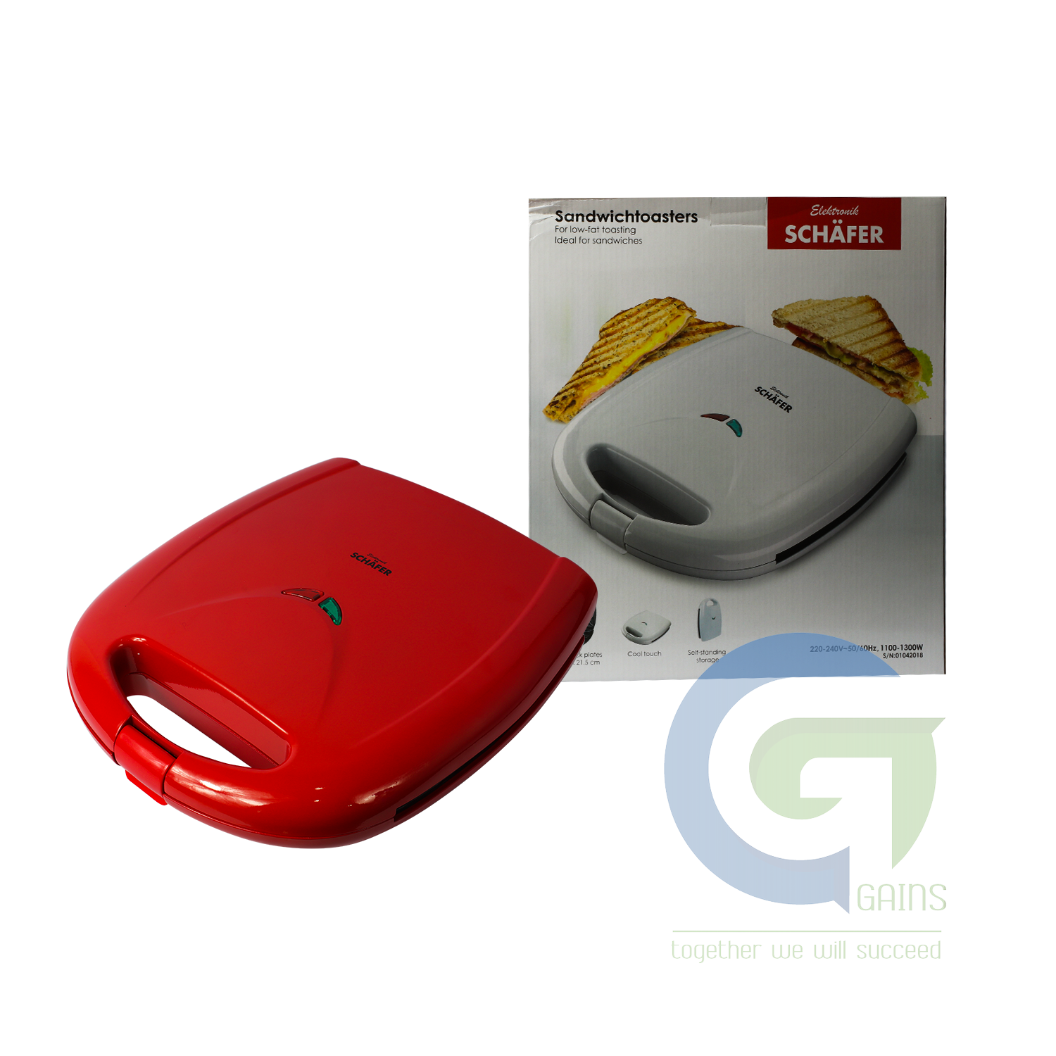 Máy làm bánh Sandwich SFR 1200W đỏ EL-16A