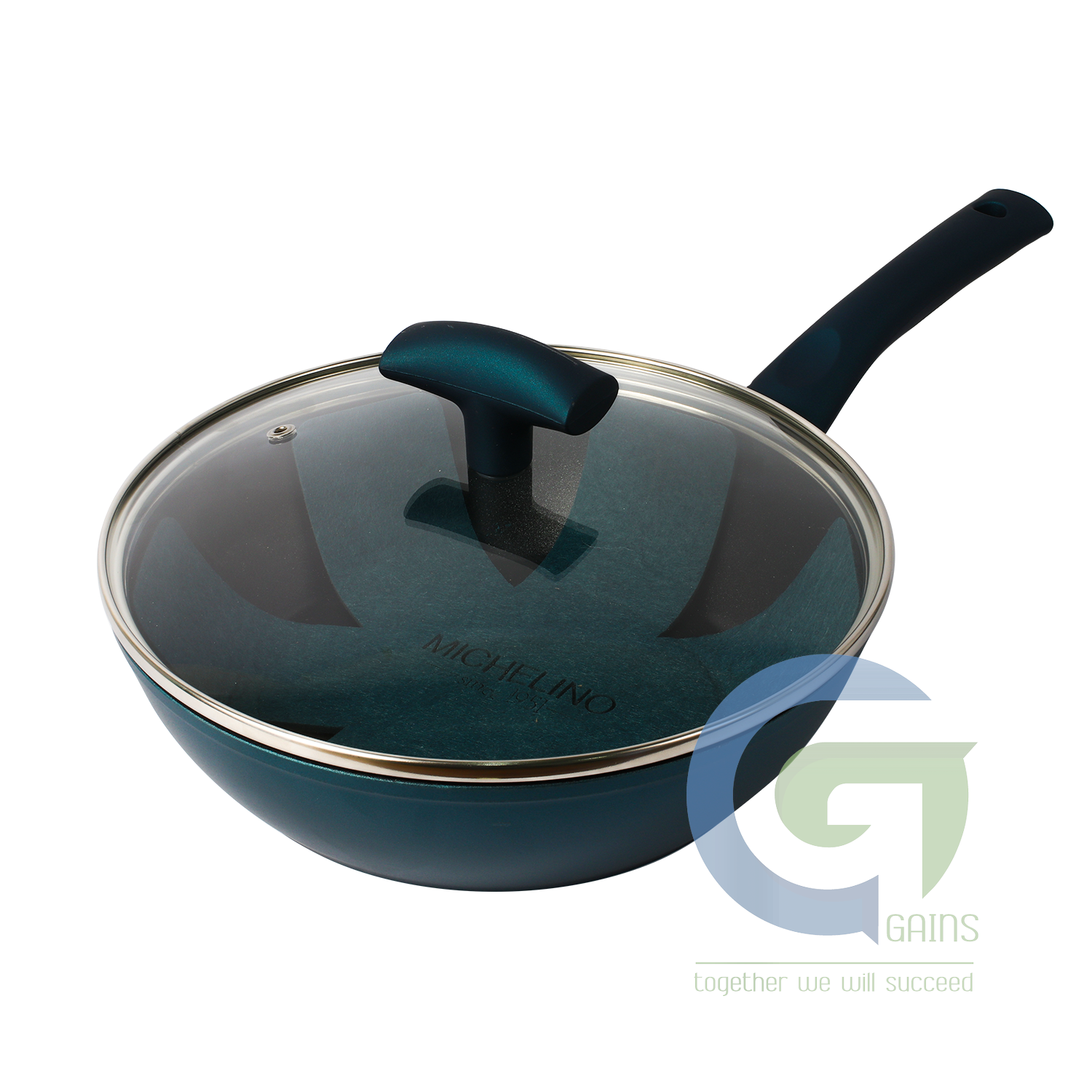 Chảo vành cao 24cm Nora nắp kính xanh