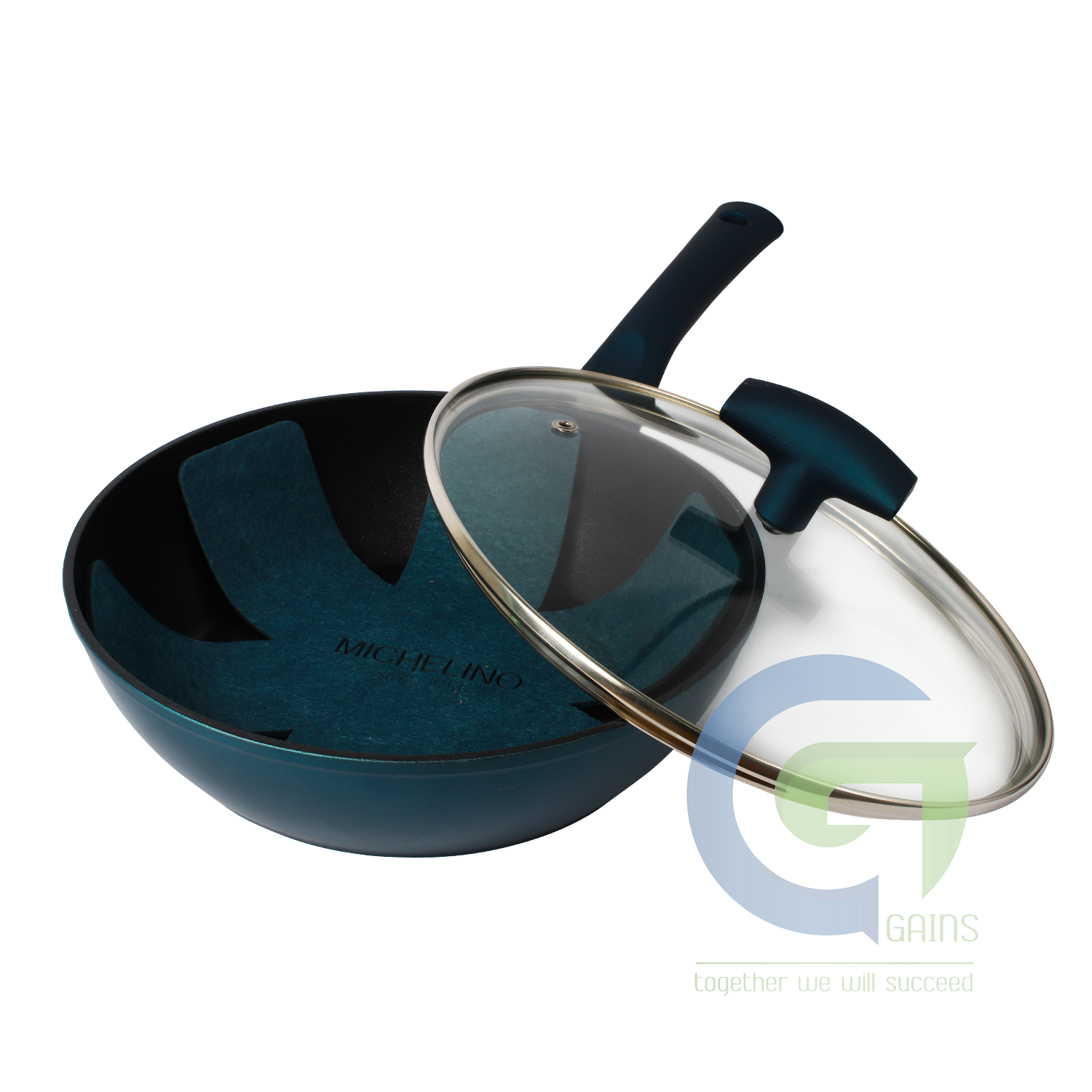 Chảo vành cao 24cm Nora nắp kính xanh