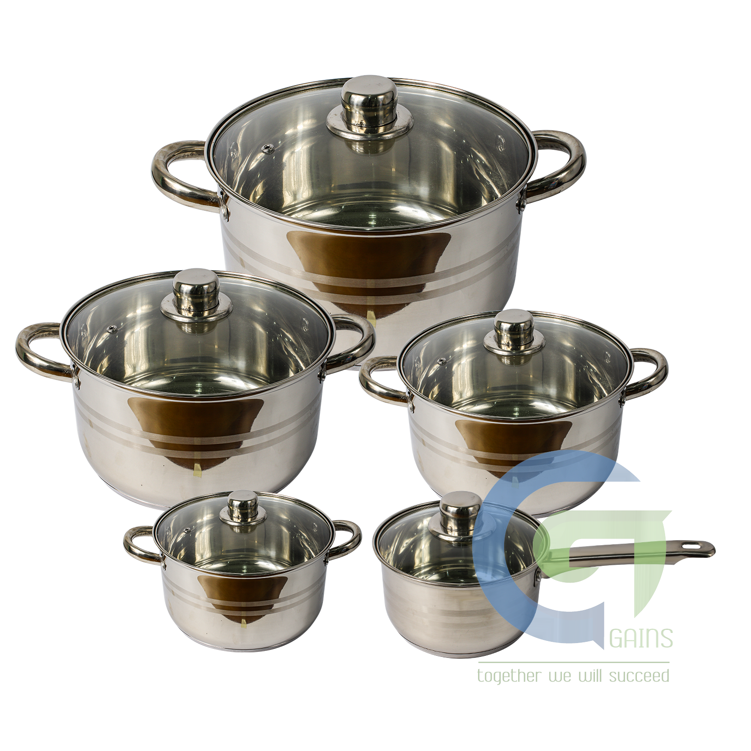 Bộ nồi nấu ăn bằng thép không gỉ Bonn (10 Chi tiết)