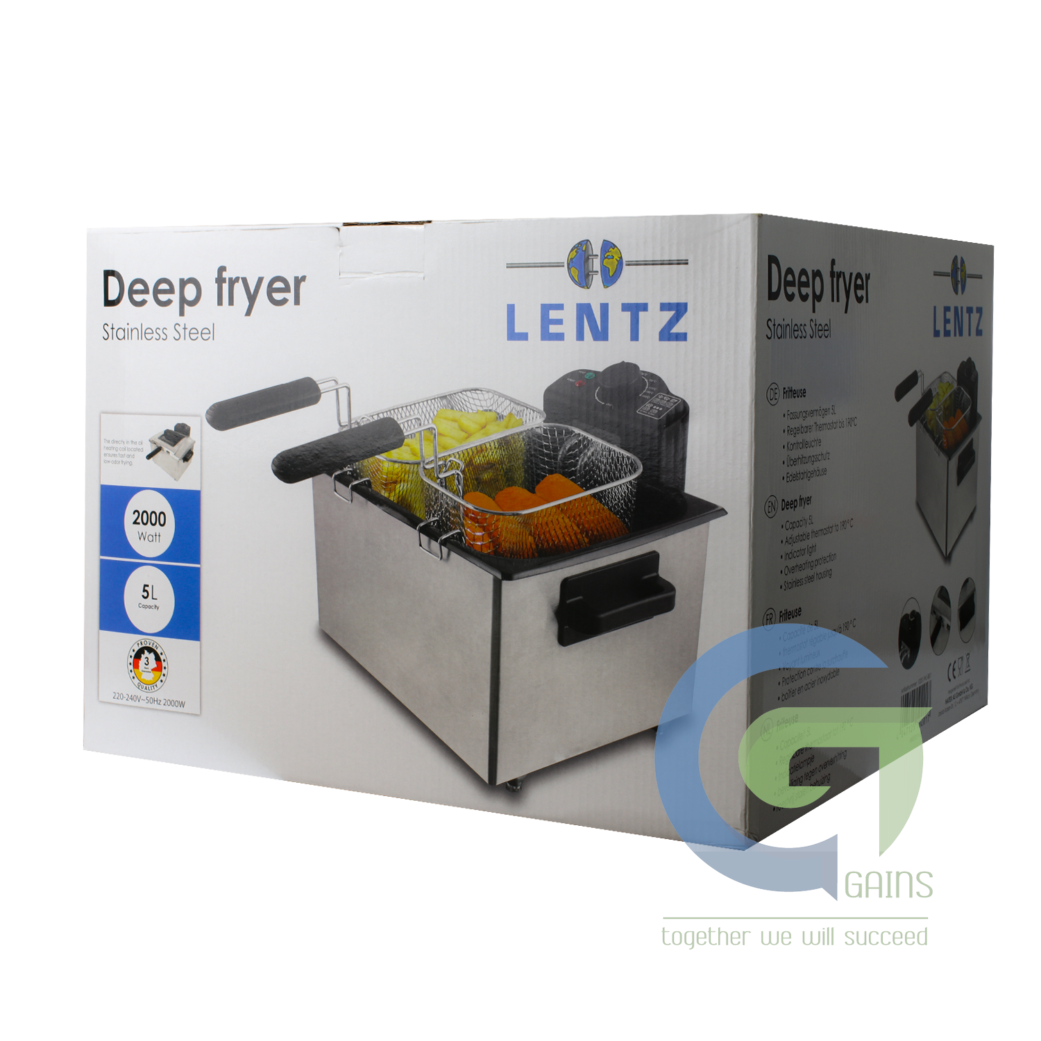 Nồi chiên bằng thép không gỉ Nồi chiên đôi 5L	