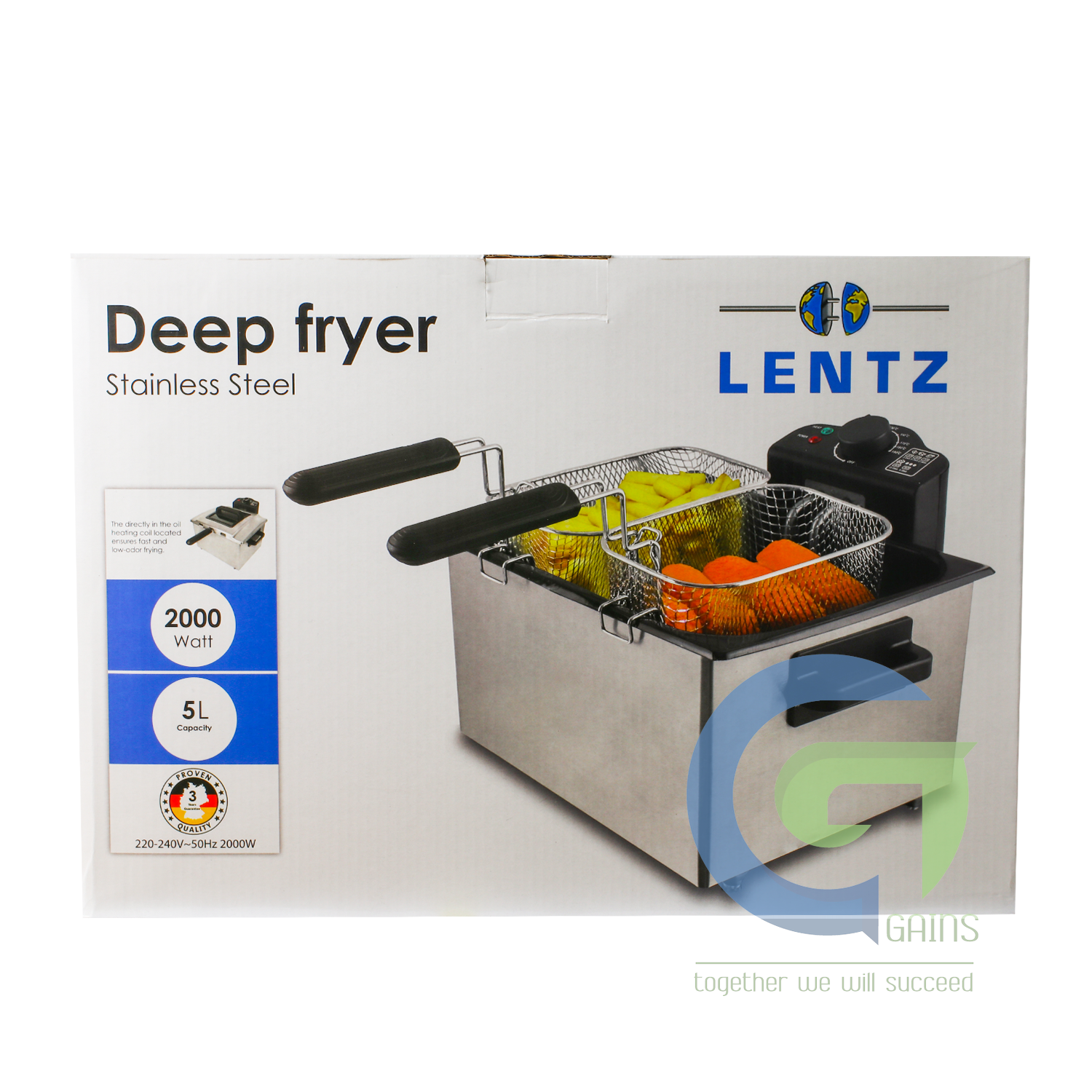 Nồi chiên bằng thép không gỉ Nồi chiên đôi 5L	