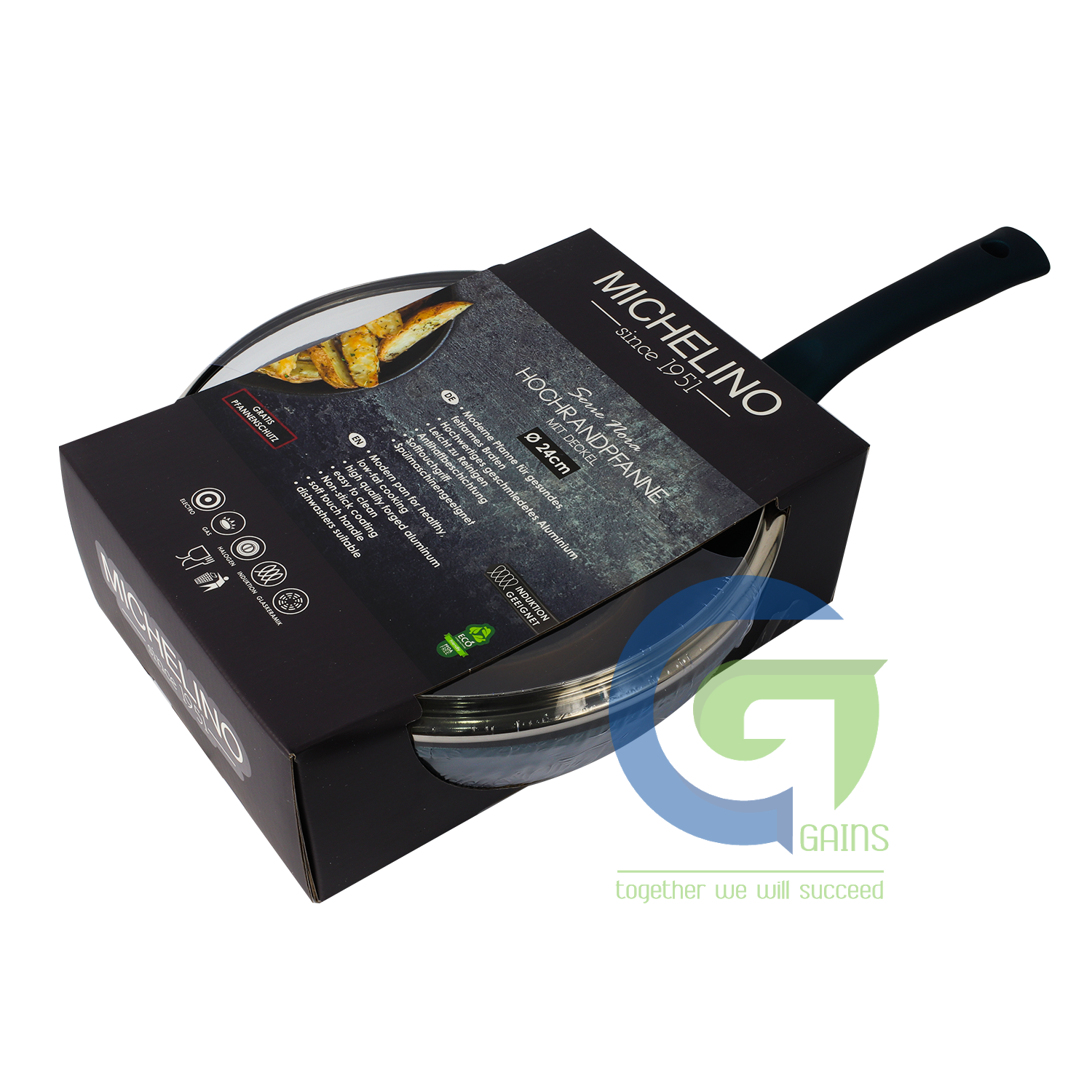 Chảo vành cao 24cm Nora nắp kính xanh 