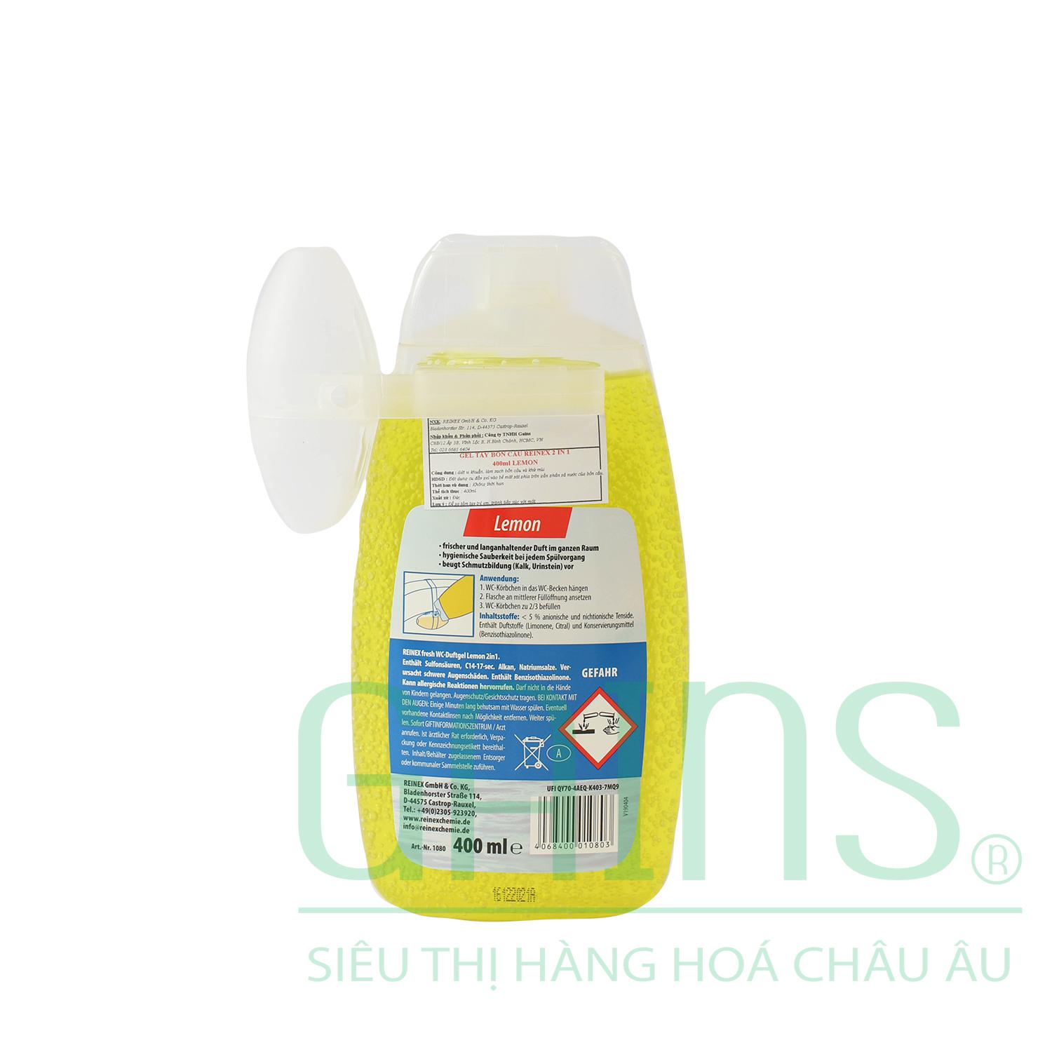 Gel tẩy bồn cầu REINEX 2 in 1 - 400ml Lemon