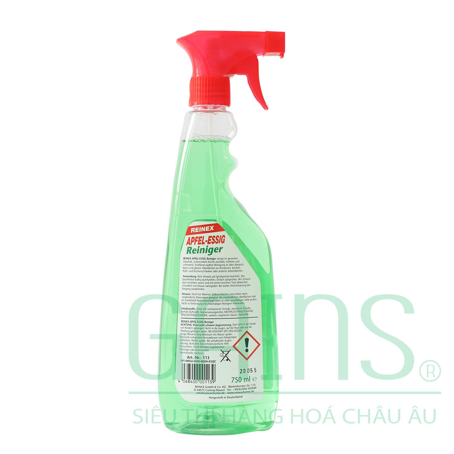 Chai xịt tẩy rửa hương vị giấm táo REINEX  750 ml