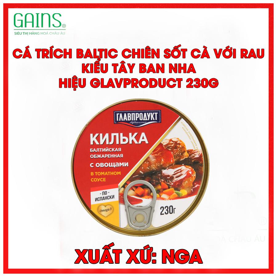 Cá trích baltic chiên sốt cà với rau kiểu Tây Ban Nha hiệu Glavproduct 230g