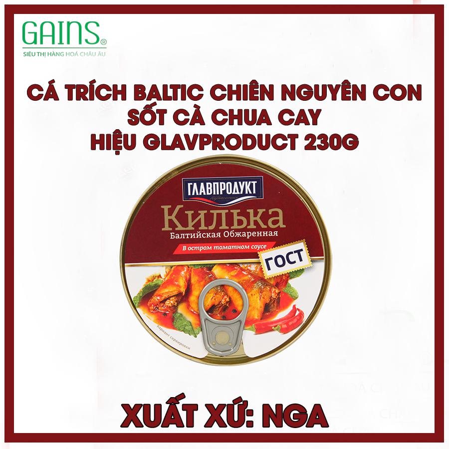 Cá trích baltic chiên nguyên con sốt cà chua cay hiệu Glavproduct 230g