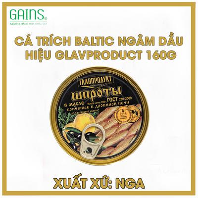 Cá trích baltic ngâm dầu  hiệu Glavproduct 160g