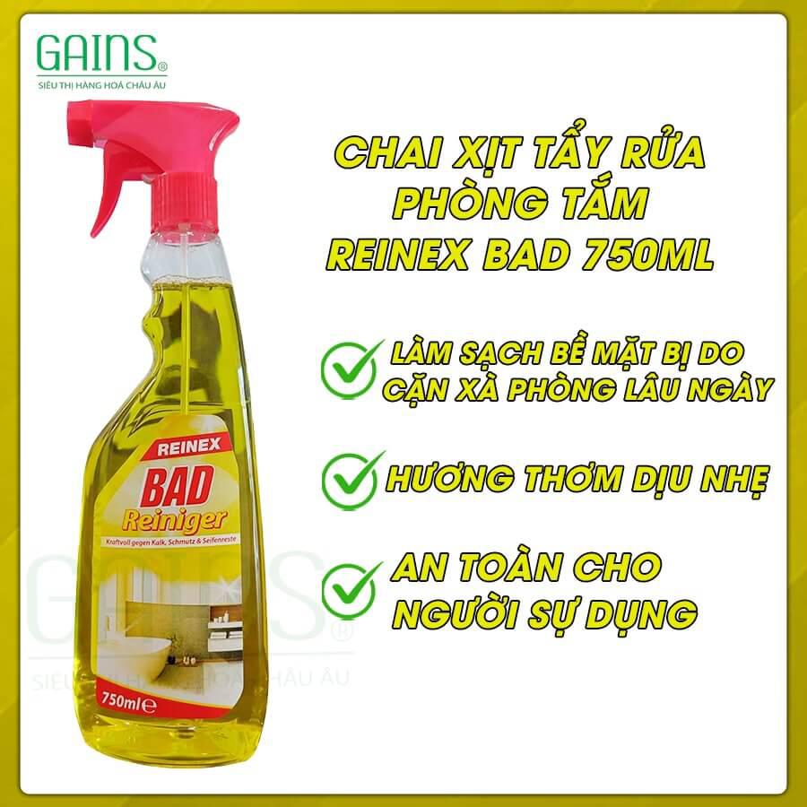 Chai xịt tẩy rửa cặn canxi REINEX BAD 750ml