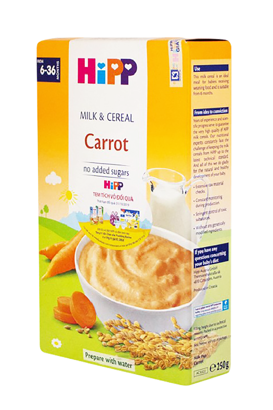 Bột sữa và ngũ cốc rau củ DD HiPP - Cà rốt 250g 