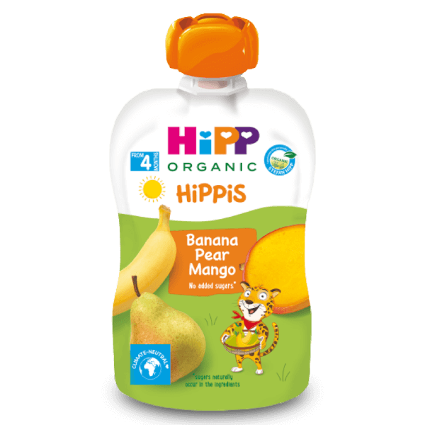 Dinh dưỡng 100% trái cây nghiền hữu cơ HiPPiS Organic (Chuối, Lê, Xoài)