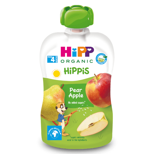 Dinh dưỡng 100% trái cây nghiền hữu cơ HiPPiS Organic (Lê, Táo)
