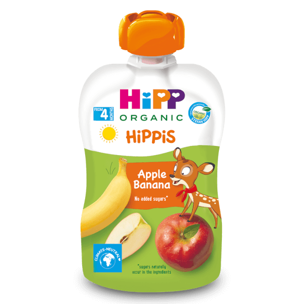 Dinh dưỡng 100% trái cây nghiền hữu cơ HiPPiS Organic (Táo, Chuối)