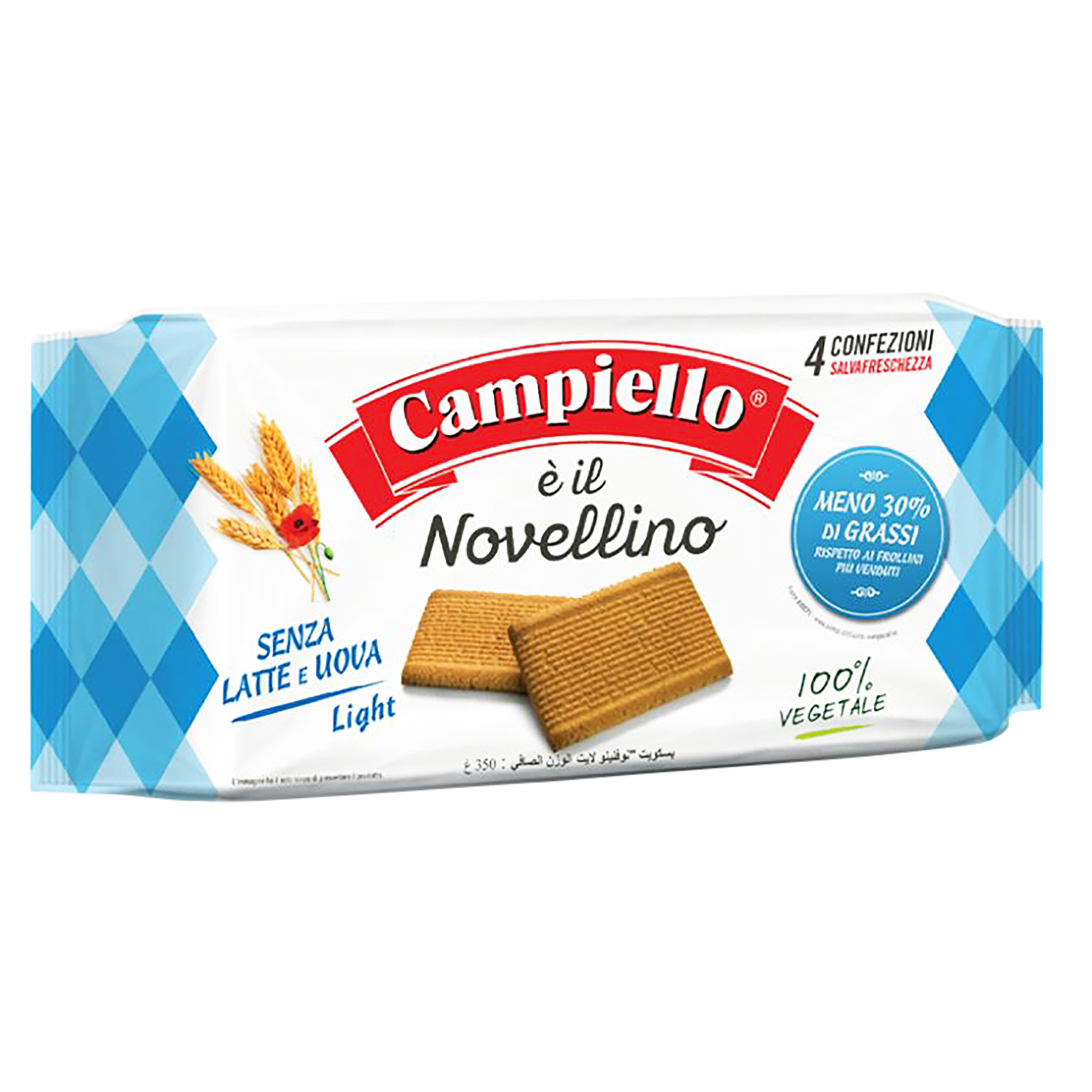 Bánh quy không đường ít béo “Novellino Light” hiệu Campiello – túi 350g