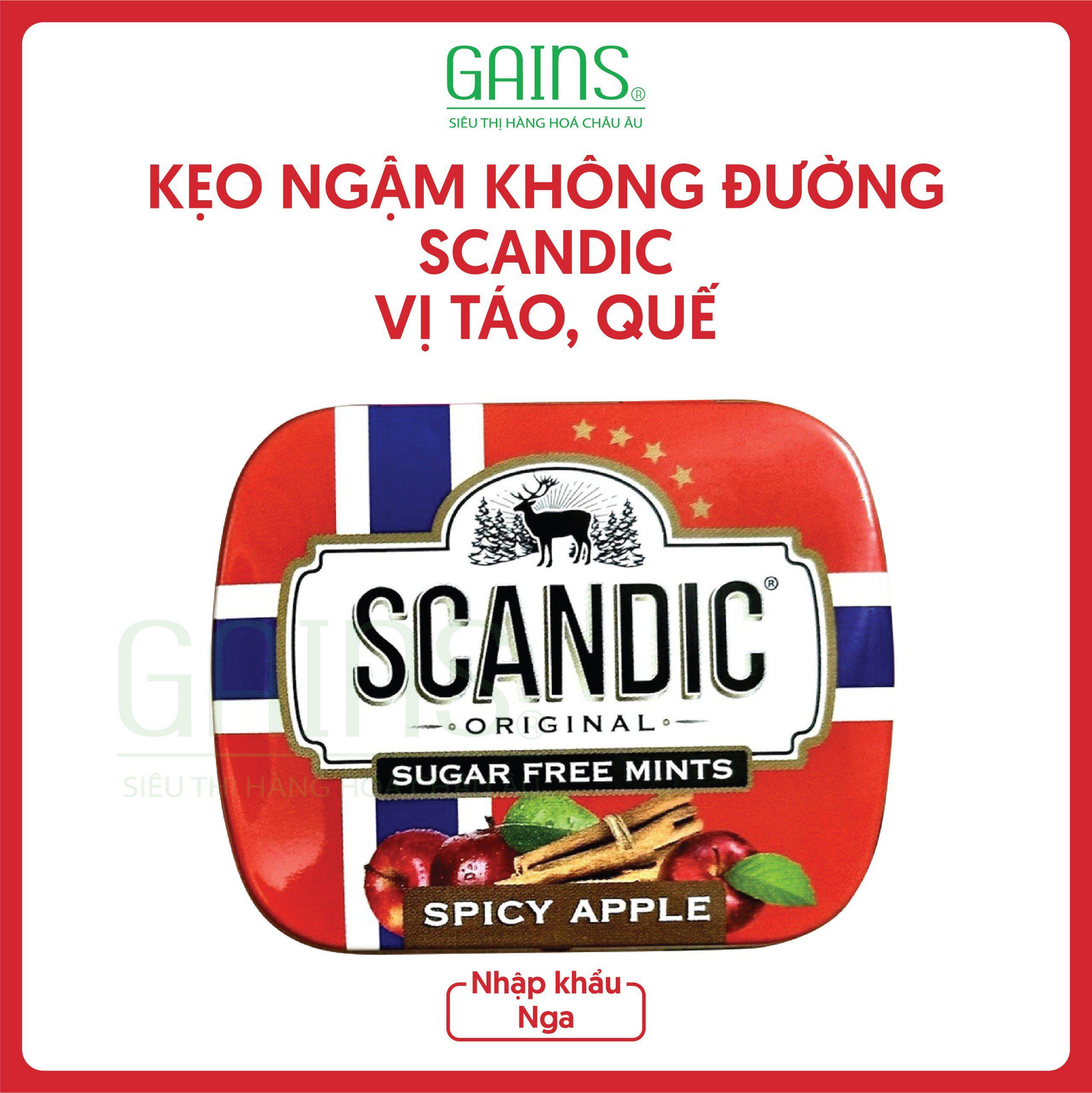 Kẹo Ngậm Không Đường SCANDIC - Vị Táo, Quế