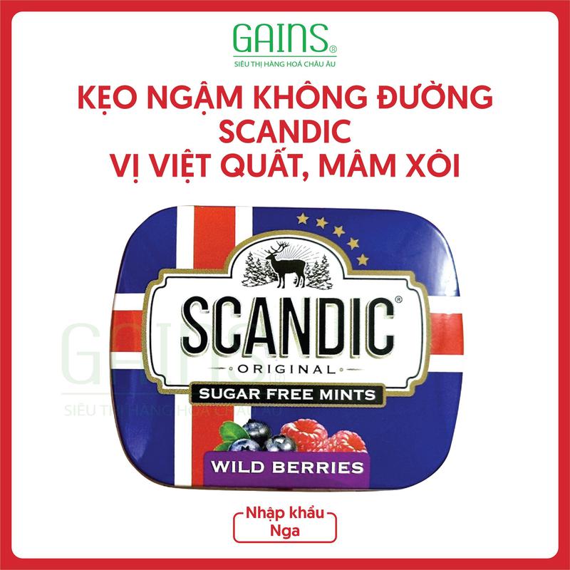 Kẹo Ngậm Không Đường SCANDIC - Vị Việt Quất, Mâm Xôi