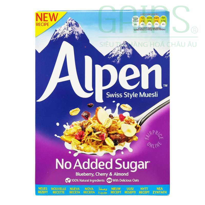 Ngũ Cốc Ăn Sáng Không Đường Với Chery Và Hạnh Nhân Alpen Hộp 560g