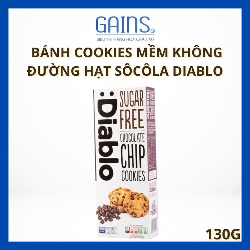 BÁNH COOKIES MỀM KHÔNG ĐƯỜNG HẠT SOCOLA DIABLO 130G