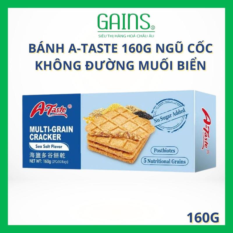 Bánh Quy A-Taste Không Đường Nhiều Hạt Vị Muối Biển 160g 
