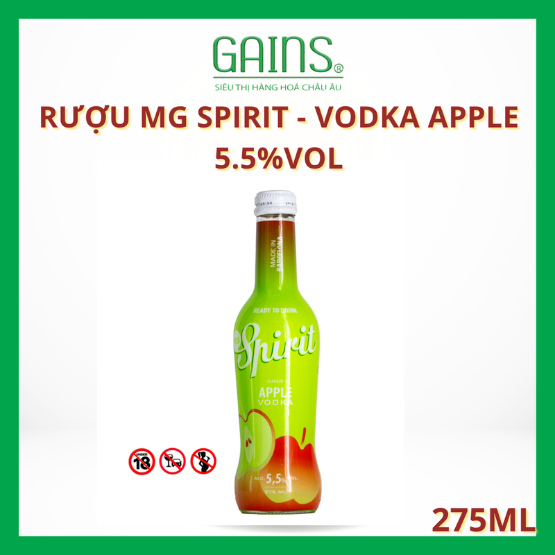 Rượu MG Spirit - Vodka Apple 5.5%vol 275ml (24 chai/thùng)