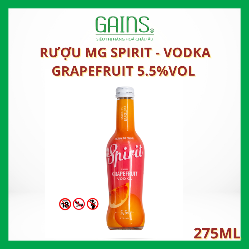 Rượu MG Spirit - Vodka Grapefruit 5.5%vol 275ml (24 chai/thùng)