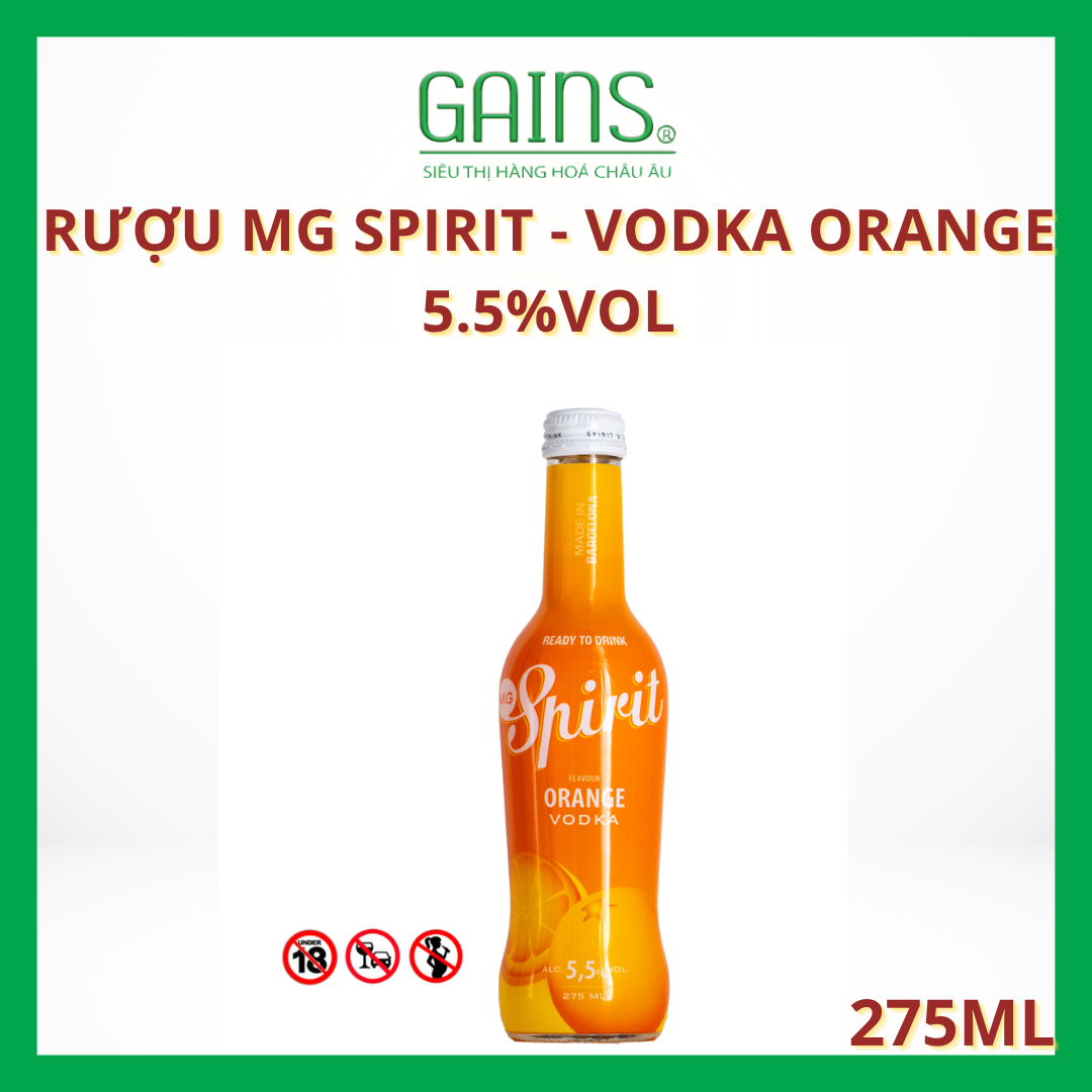 Rượu MG Spirit - Vodka Orange 5.5%vol 275ml (24 chai/thùng)